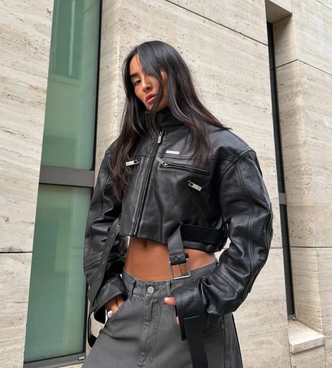 Leather cropped Harley