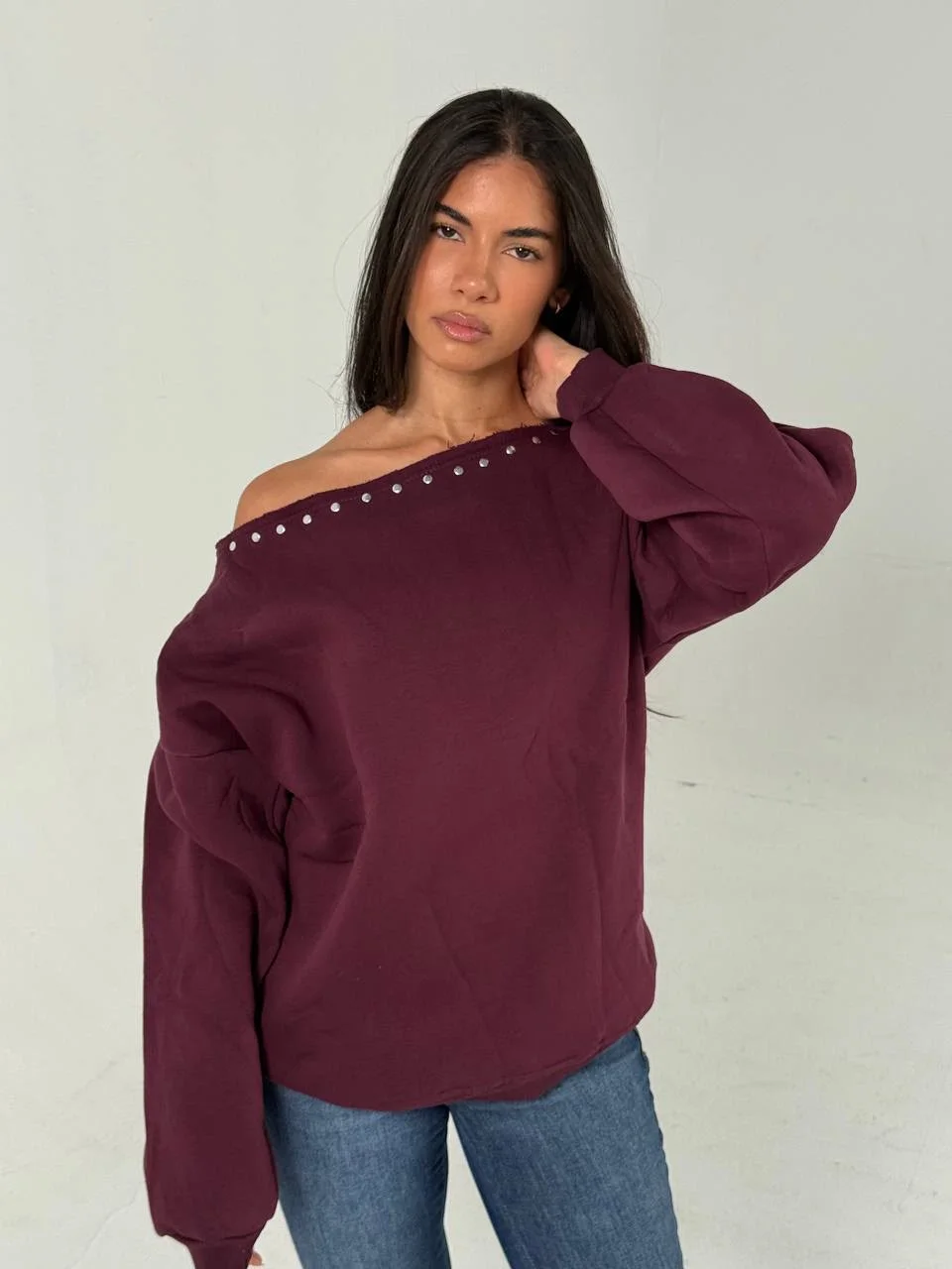 Hoodie one shoulder