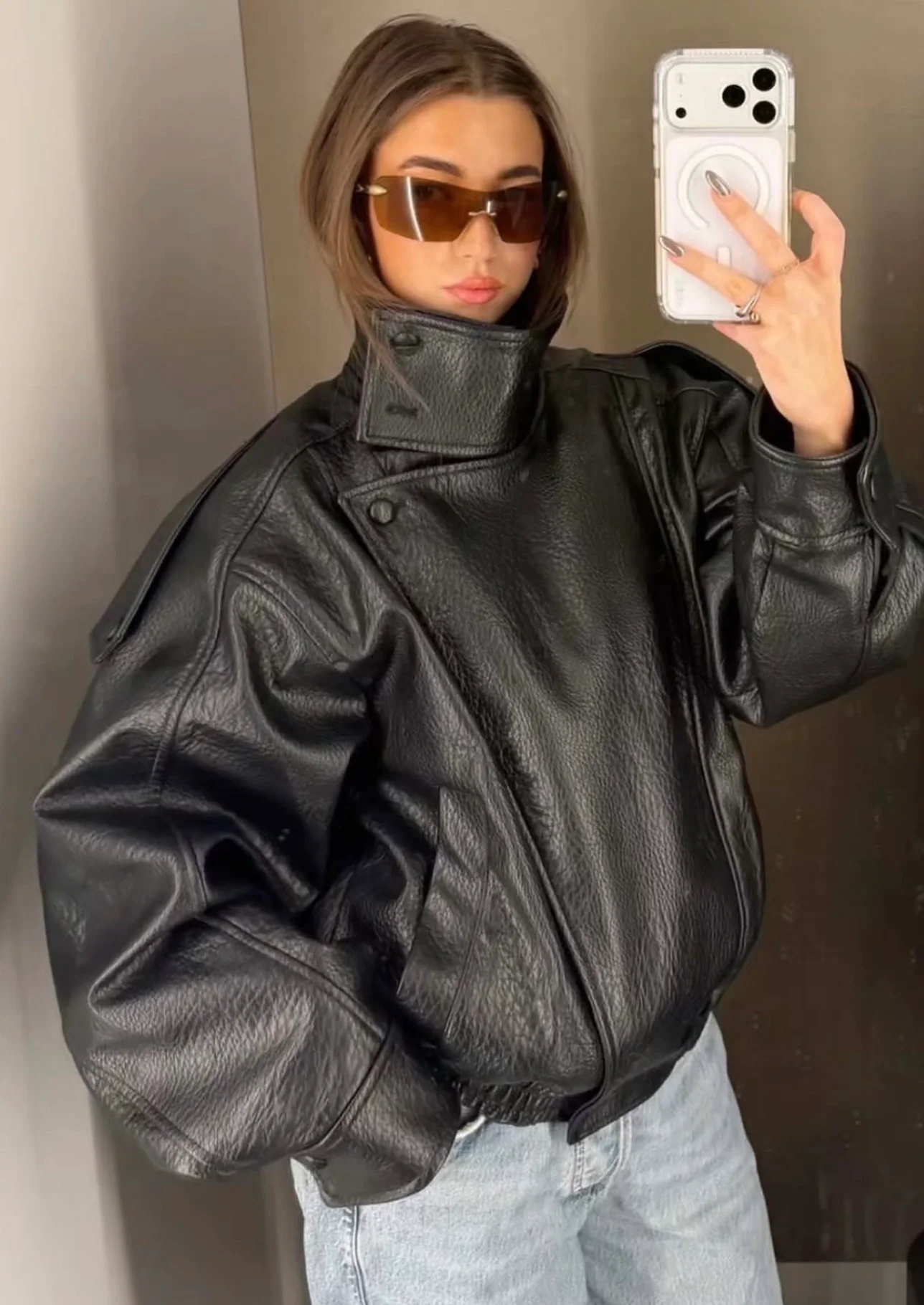 Luxe Leather Bomber Jacket