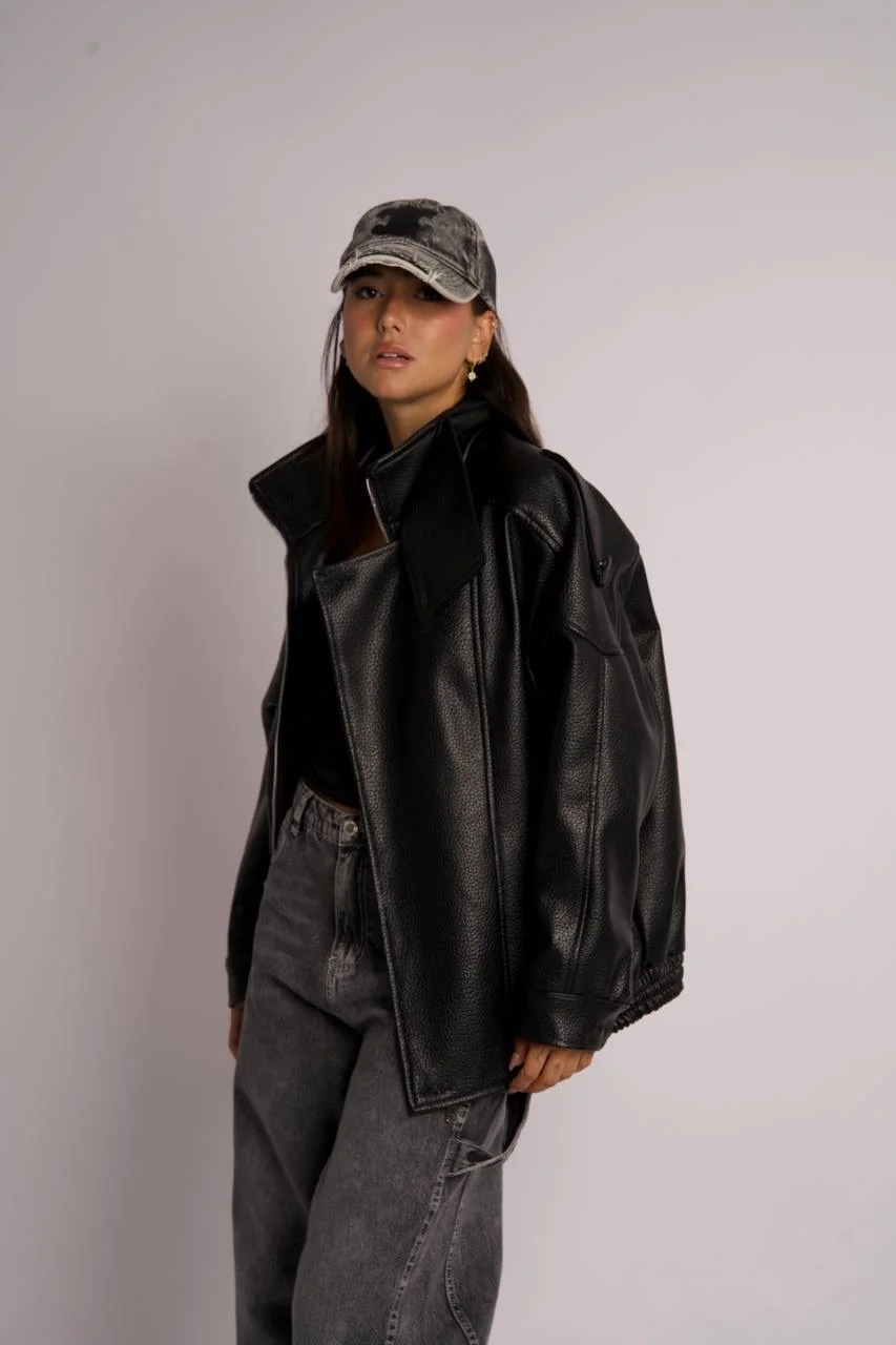 Luxe Leather Bomber Jacket