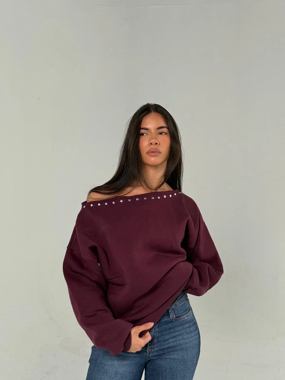 Hoodie one shoulder