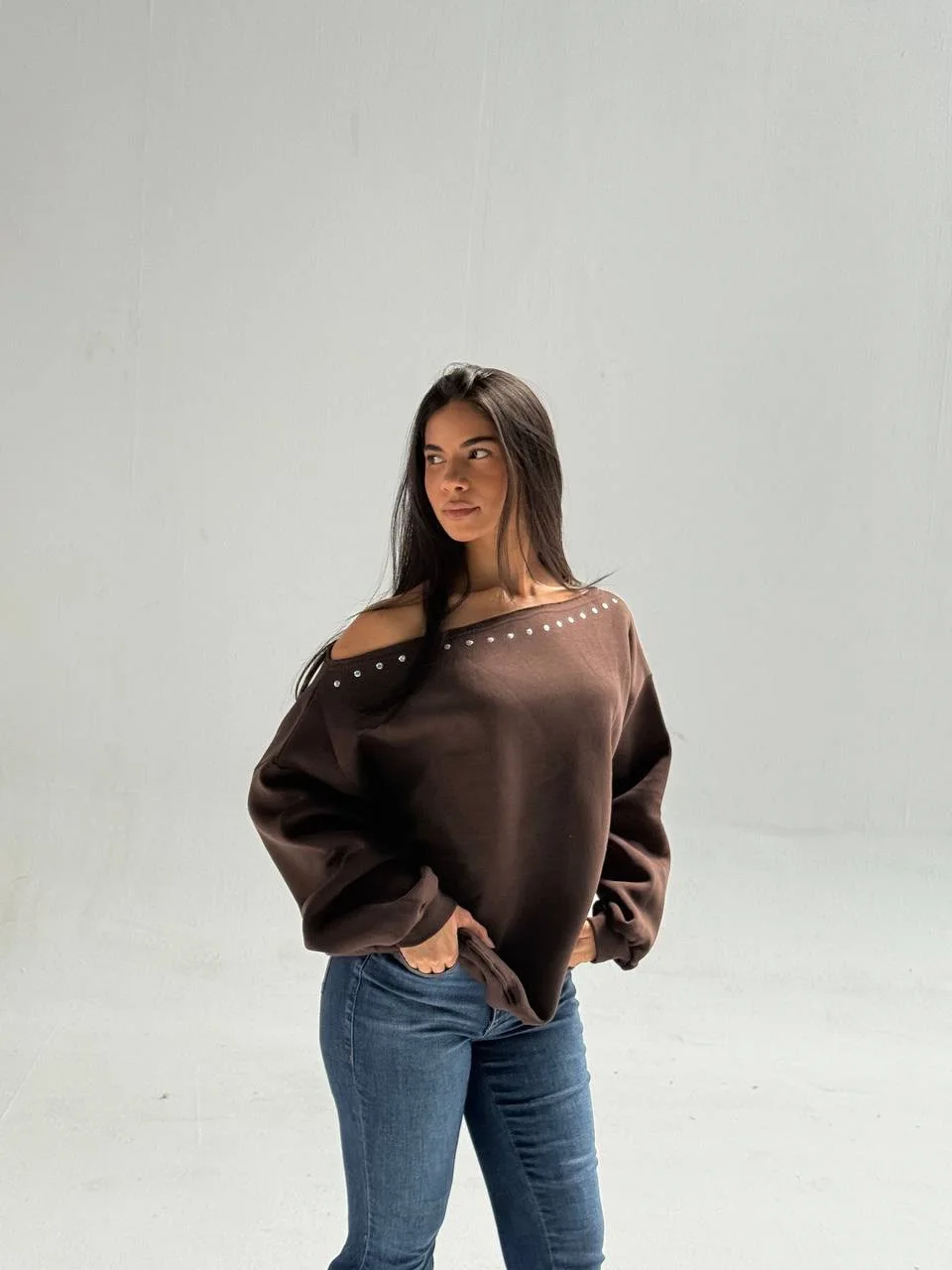 Hoodie one shoulder